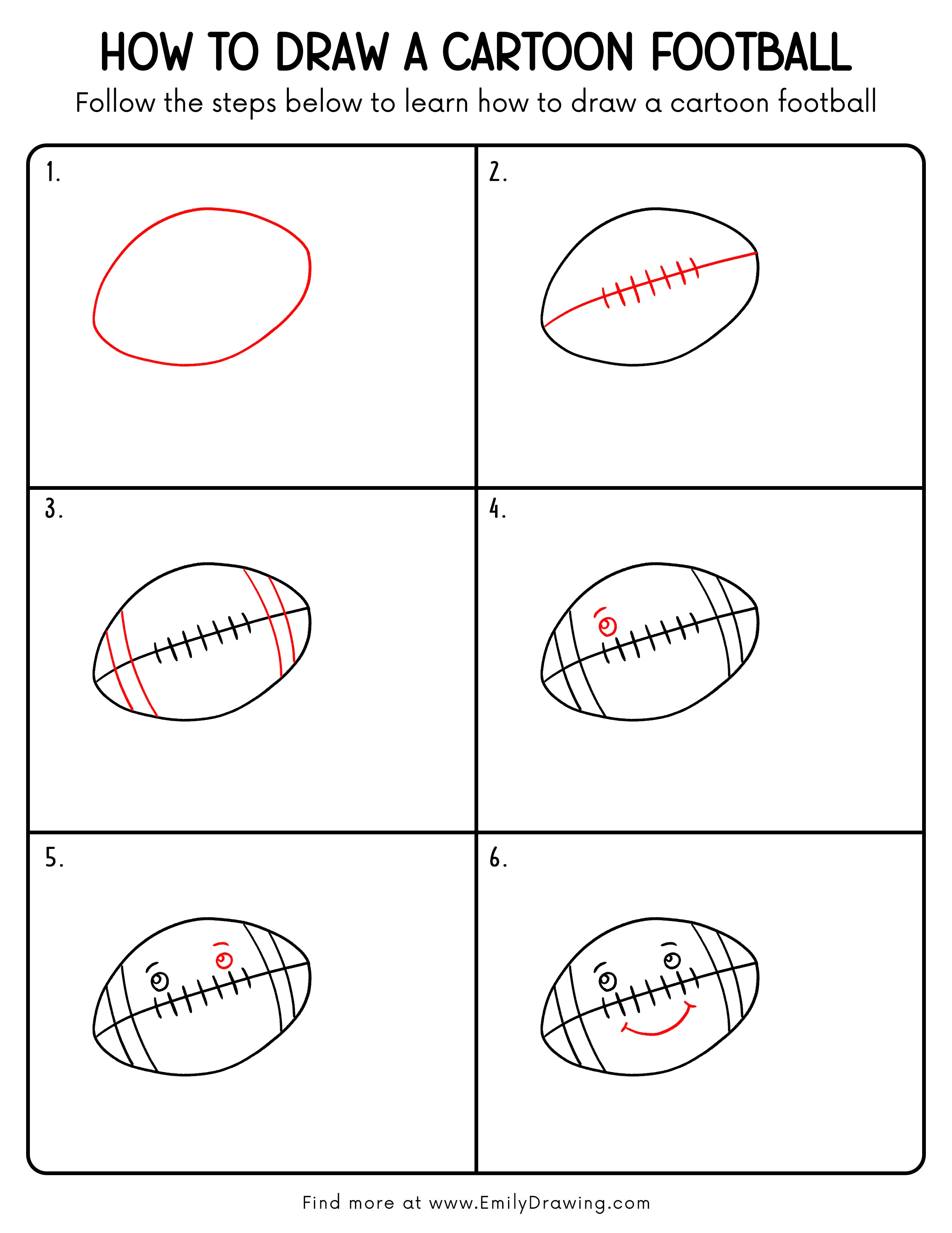 Printable Cartoon Football Drawing Guide
